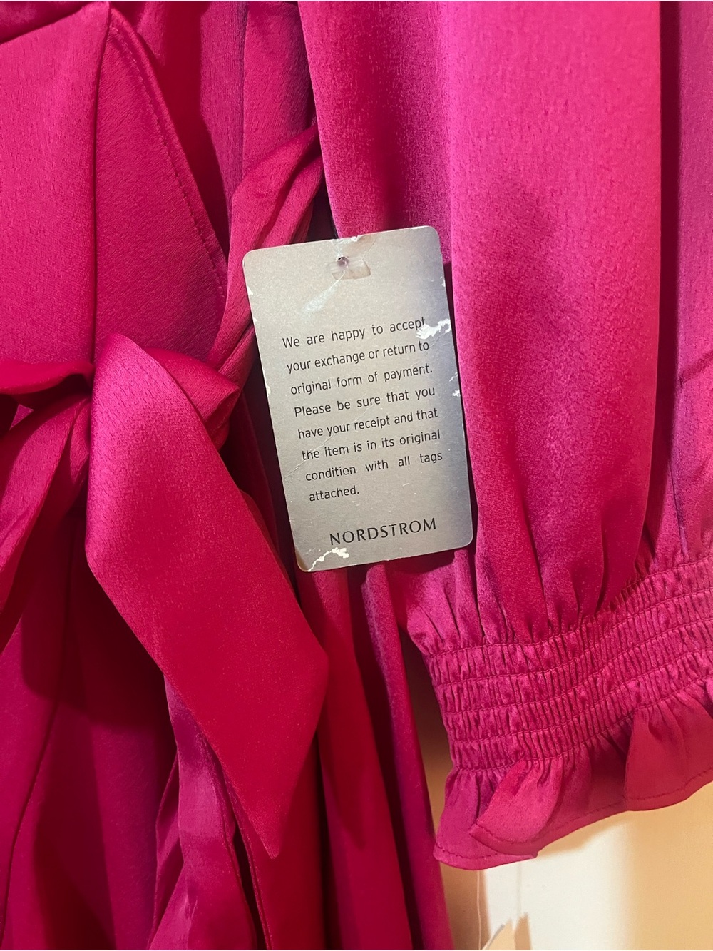 Taylor Fuchsia Wrap Dress with Ruffle High-Low Hem - Picture 2 of 6